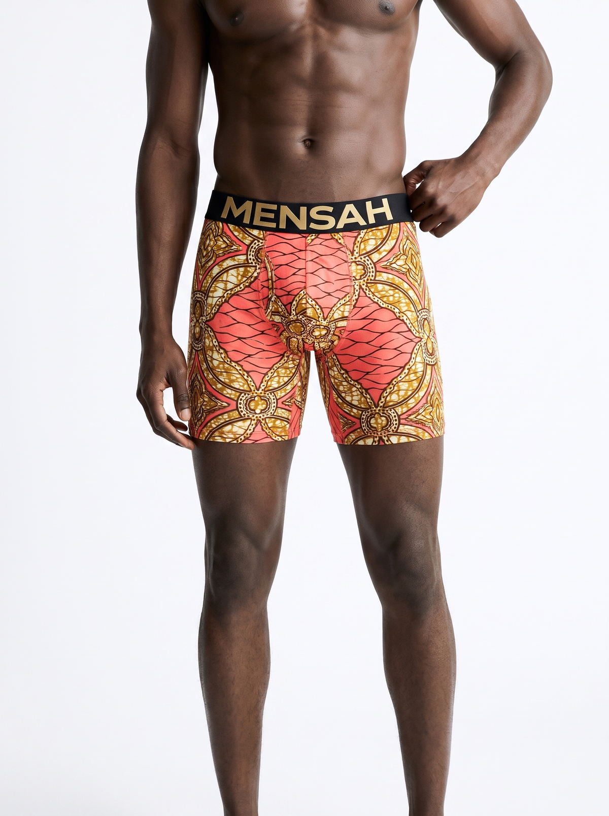 LABADI long boxer brief worn, studio white background